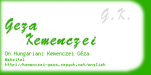 geza kemenczei business card