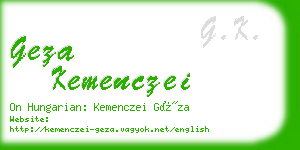 geza kemenczei business card